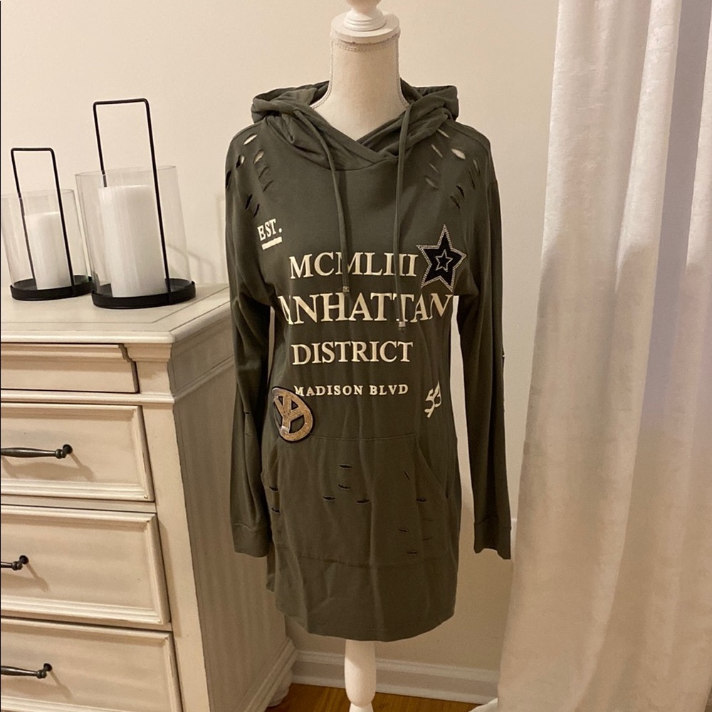 Olive Green Hooded Dress